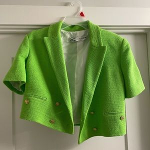 Zara Green Cropped Blazer